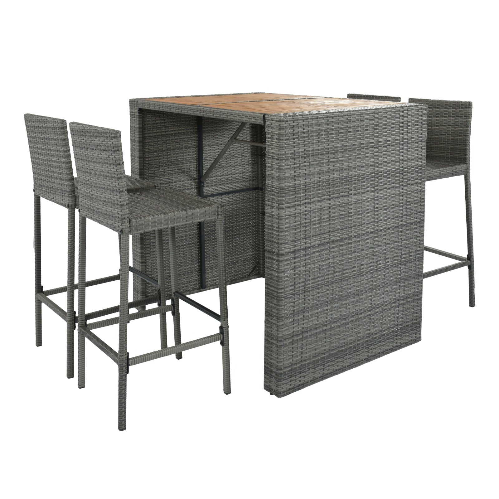 5-Piece Outdoor Patio Wicker Bar Set