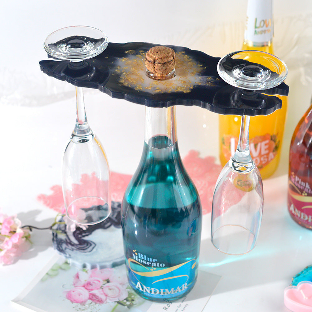 Diy Crystal Epoxy Wine Rack Mold Wine Tray Coaster