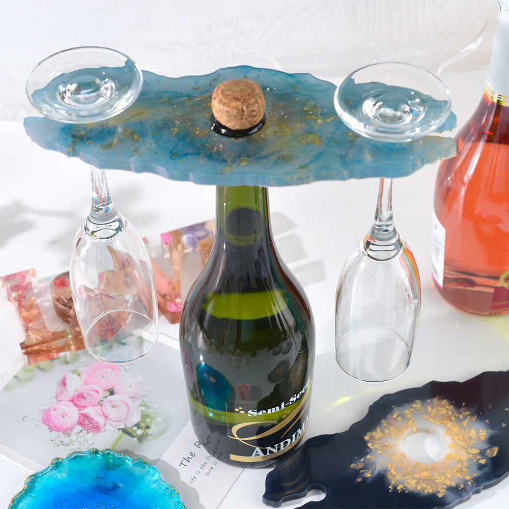 Diy Crystal Epoxy Wine Rack Mold Wine Tray Coaster