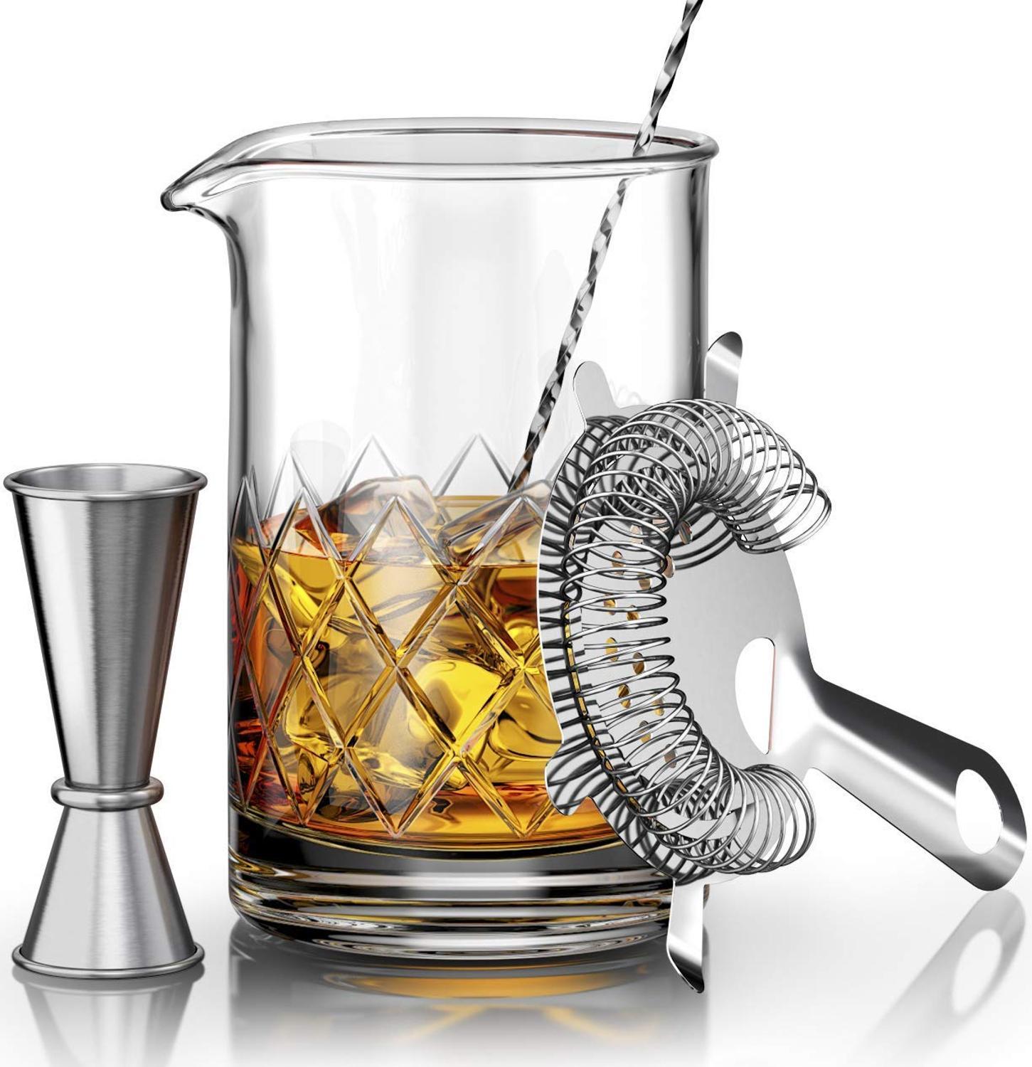 Ice Strainer Crystal Glass Stainless Steel Cocktail Shaker