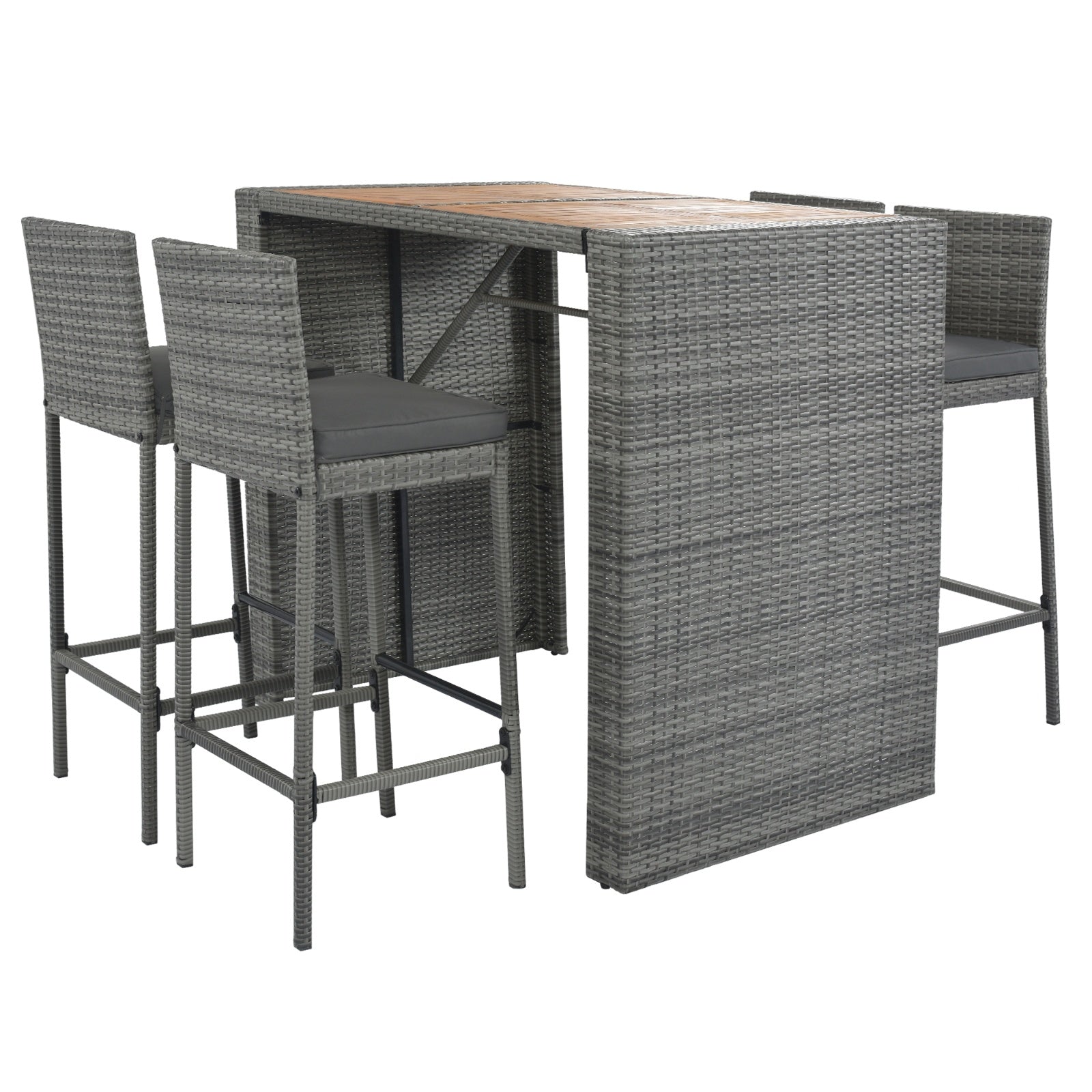 5-Piece Outdoor Patio Wicker Bar Set