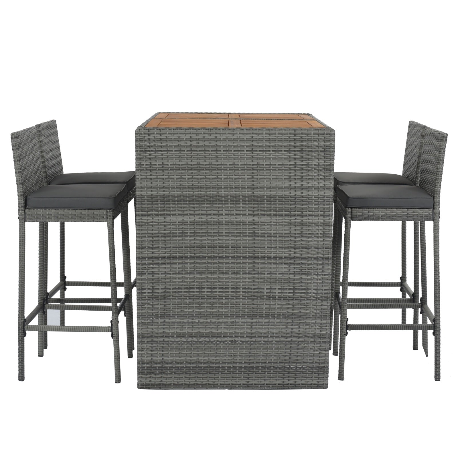 5-Piece Outdoor Patio Wicker Bar Set