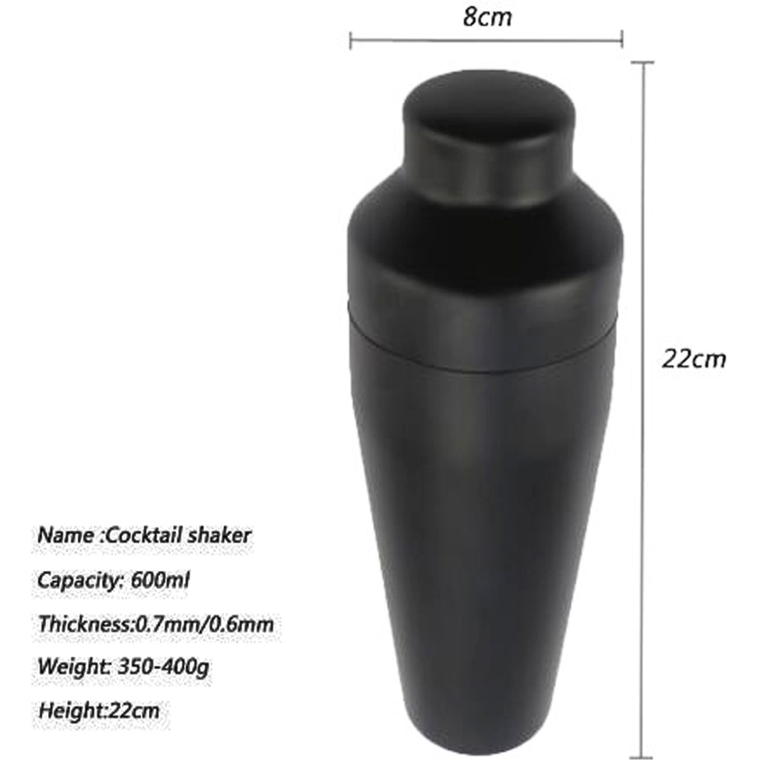 Exquisite 8-piece Set Matte Black Stainless Steel Cocktail Shaker Set